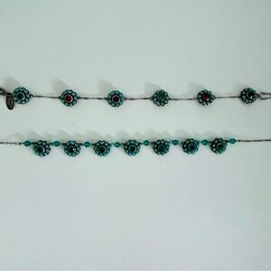 Liz Palacious Vintage Chic Turquoise Floral Necklace and Bracelet Set